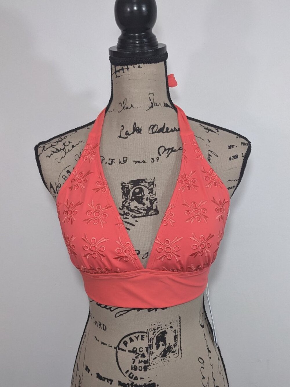 NWT Bleu Rod Beattie Coral Gables Halter Bikini Top Swim Bra Padded Eyelet 10
